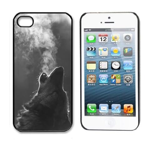 SunshineCase(TM) Unique! Cool Wolf Hipster Print Hard Back Case Cover Cool Design Snap on Case For Apple iphone 5 5S Cover