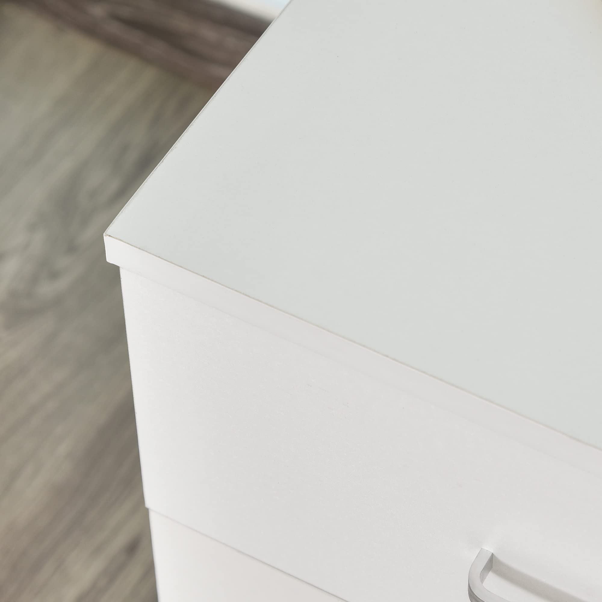 Vinsetto Cassettiera Ufficio con 2 Cassetti e 5 Ruote, Schedario da Ufficio in Legno con Serratura Porta Documenti Cartelle, Ideale per Soggiorno, Studio, 40x49x58 cm, Bianco