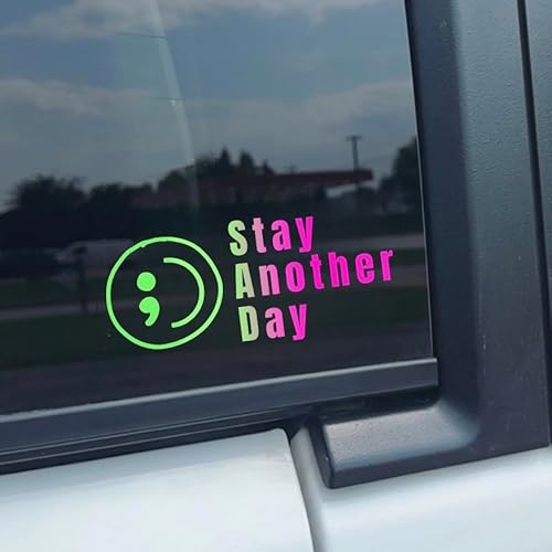 5-Pack SAD Mental Health Awareness Stickers, Self Adhesive Car Window Decal Inspirational Stickers Waterproof Vinyl Decals for Windshields, Vehicles, Laptops, Water Bottles (Green Pink)