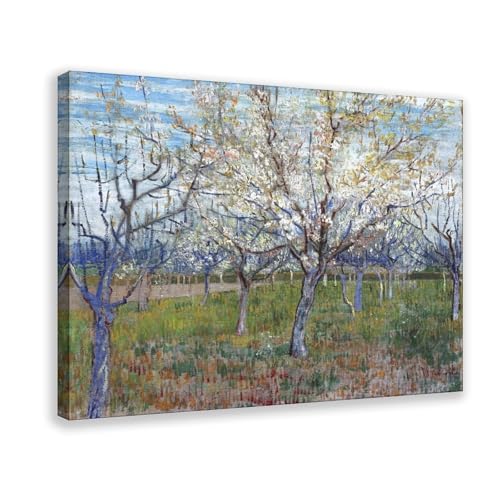 Impression sur toile Van Gogh Verger Rose 40cm cadre suspendu