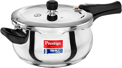 Prestige 5 Litre TRIPLY Svachh Outer Lid Pressure Cooker | Handi | Deep Lid for Spillage Control | Gas & Induction Compatible | Gasket Release…