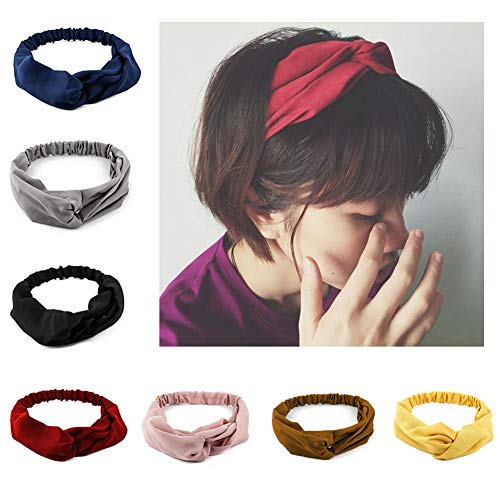 Ytzada Women 7 Pack Criss Cross Headbands Wraps Hair Bandana Elastic Fashion Head Bands Soft Turban