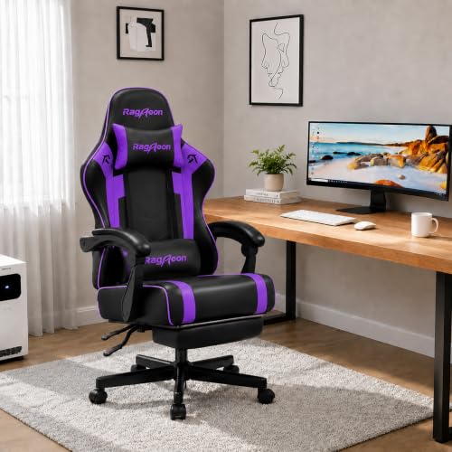 Riftracer Gaming Stuhl Chair Gamer Sessel - Ergonomischer Gamer Stuhl mit Fußstütze Kopfstütze und Lordosenstütz Höhenverstellbar… – Ansicht 2
