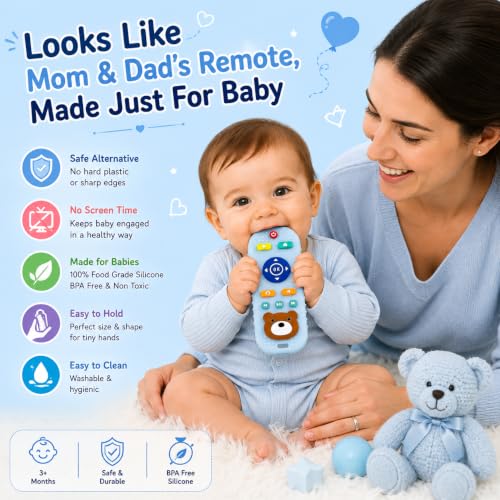 Image of CHICAGOZONE Premium Baby Silicone Teether Ring Toy - BPA Free Soft Teething Toy for Infants, Multi-Texture Sensory Chew Toy, Easy Grip Teether for Babies 3-12 Months, Cute Animal Design (Multicolor) (BLUE PANDA)