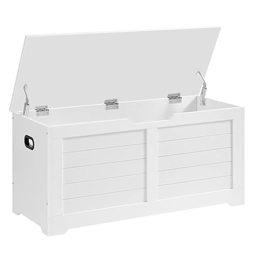 VASAGLE Storage Chest, Storage Bench with 2 Safety Hinges, Farmhouse