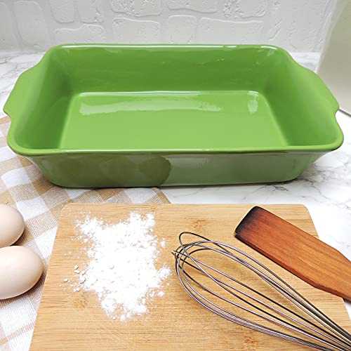 Modern Ceramic Bakeware Dish 9X13” – Quality Stoneware Made In Europe - Large Casserole Dish For Baking & Cooking – Oven & Freezer Safe – Individual Serving Rectangular Baking Pan For Cakes, Lasagna & More - Green #TOP5