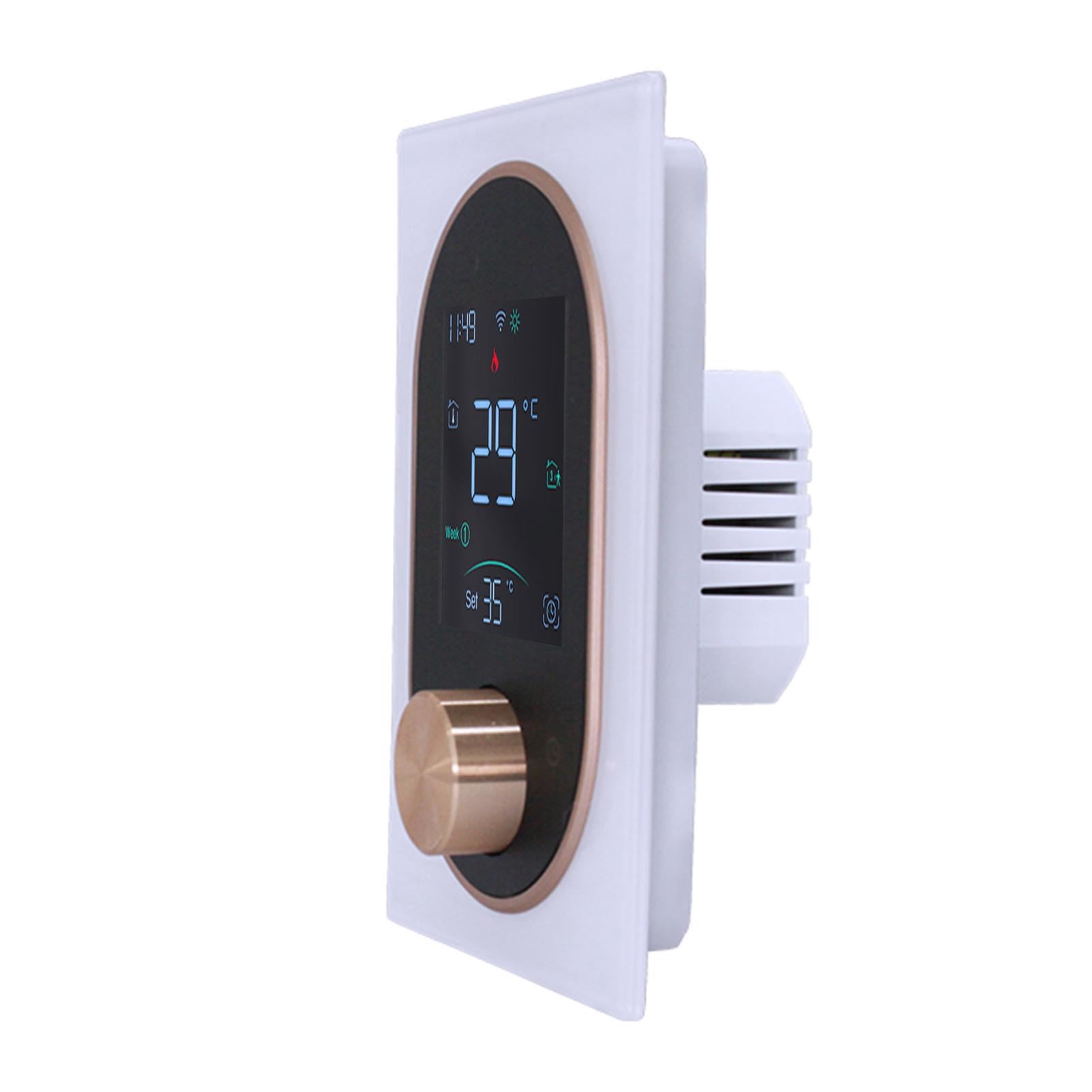 Inteligentny Termostat z Pokrętłem Domowy Inteligentny Termostat Pokrętło Dotykowe LCD 2,4 GHz Programowalna Aplikacja WiFi Sterowanie Dotykowe LCD Nadaje się do Pokoju Rodzinnego