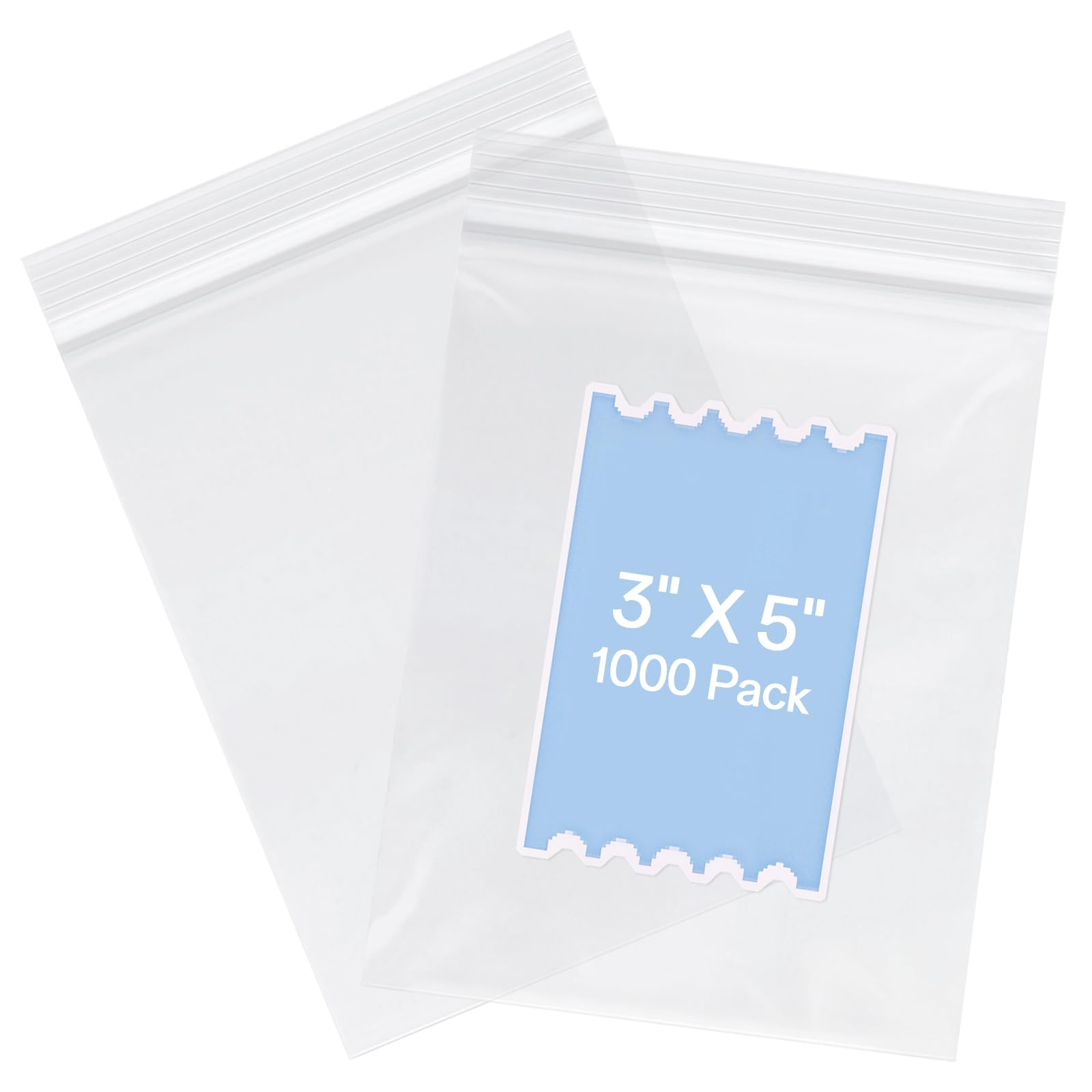 Bolsas de plástico transparentes con cierre de cremallera de 3 x 5 pulgadas (1000 piezas) - Bolsas de plástico con cierre de cierre resellable de 3,14 Mil para monedas, joyas, aperitivos, semillas