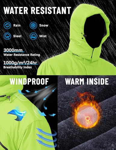 Image of TACVASEN Men's Winter Skiing Jackets Water Resistant Fleece Coats Insulated Thermal Snowboard Jacket Parka Raincoat with Hood