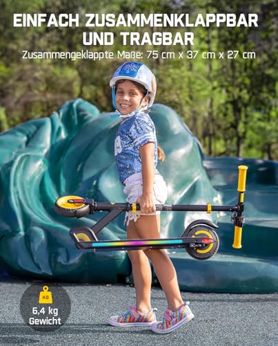 FanttikRide C9 Apex Electric Scooter for Kids 8-12, Adjustable Handlebar Height for Riders 3.9-5.2 ft, 132 lbs, Up to 40 mins Continuous Time, 3 Speed Mode 5/8/10 MPH, Bluetooth Music Speaker
