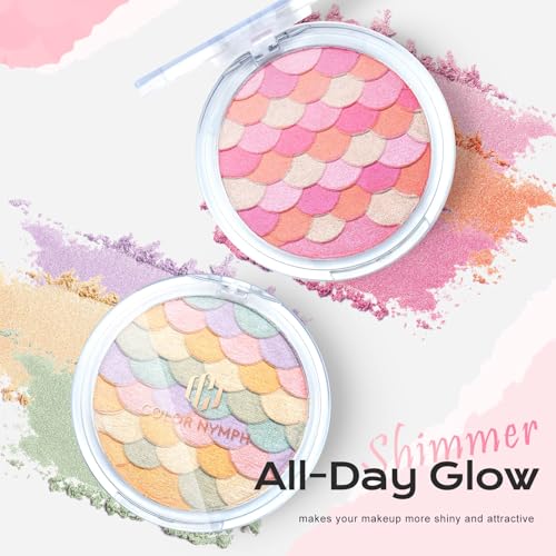 Color Nymph Multi-Colored Blush Highlighter Makeup Palettes | Highly Pigmented Soft Shimmer Powder | Vegan & Cruelty Free, Travel-Friendly Design (Peach Pink & Gold) - Image 5