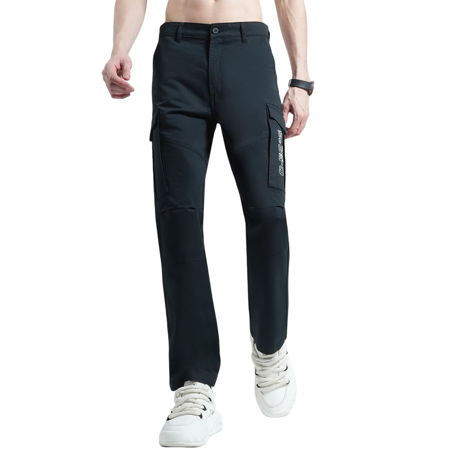 monte carlo Men's Slim Fit Cargo Pants | Solid Pattern Casual Trousers | Button Closure | Stylish & Comfortable Everyday Wear Cargo for Men's-picture-52