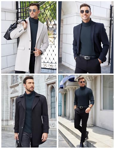 Image of COOFANDY Men's Ribbed Turtleneck Sweater Casual Basic Long Sleeve Knitted Pullover Sweater