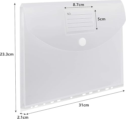 Miniatura 3 de Carpetas de archivos de plástico transparente de gran capacidad, carpetas expandibles, tamaño cartaA4, impermeables, con bolsillo para etiquetas y