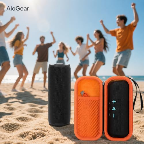 Image of Travel Carry Case for New JBL Flip 7, 6, 5, 4, 3 Portable Speaker, Shockproof, Dustproof, Protective Cover Storage Bag (EVA Box Orange)
