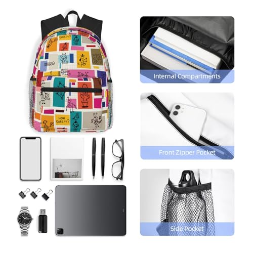 Cute Doodles Travel Laptop Backpack For Men Women-Lightweight Carry On Backpack,Hiking Backpack, Water Resistant Beach Backpack With Laptop Compartment4
