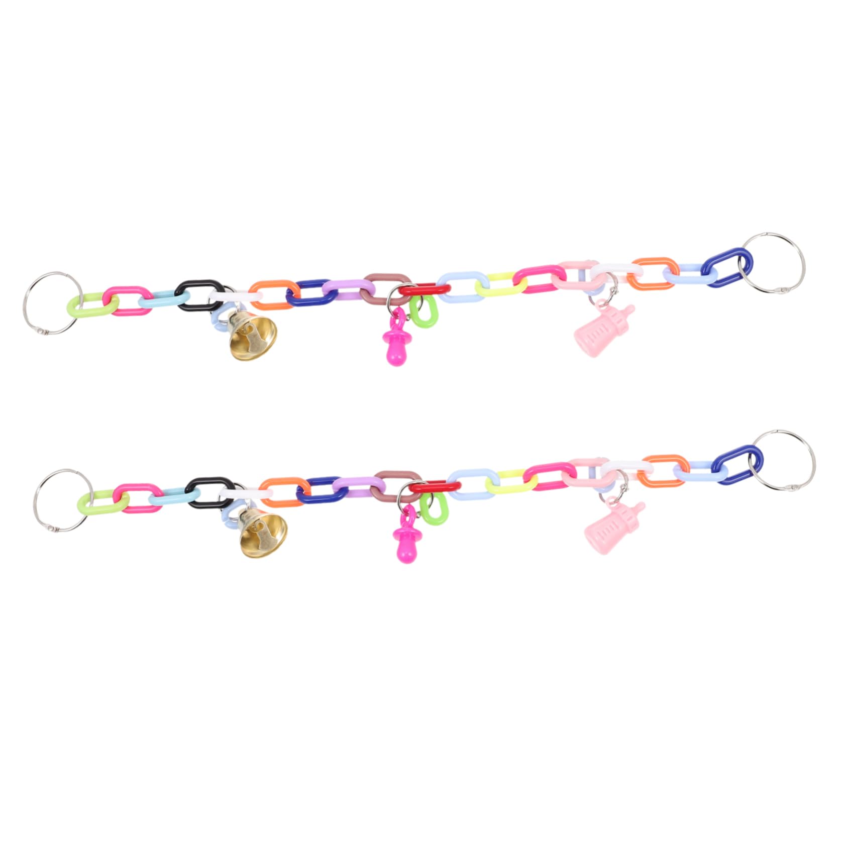 CIYODO 2Pcs Parrot Swing Durable Chain Bridges with Bells for Budgies Parakeets Cockatiels and Lovebirds Fun Bird for Active Play and Exercise