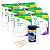 OneTouch Verio Test Strips for Diabetes Value Pack - 180 Count - for Blood Sugar Monitor - Home Self Glucose Testing - 6 Boxes, 30 Strips Per Pack