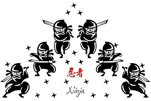 Assorted Silhouettes of Japanese Warriors Wall Decals for Kids Room