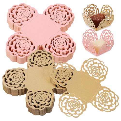 Gadpiparty 100Pcs Flower Design Chocolate Truffle Wrappers & Mini Baking Cups, 1.37x1.37x1.3in Paper...