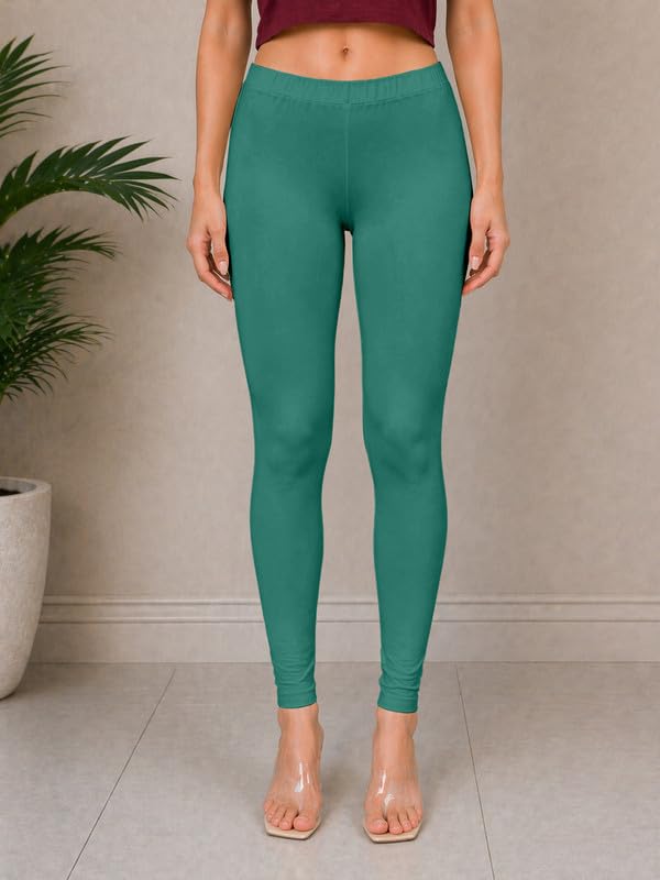 Image of TRENDMALLS Women's Microfiber Elastane Stretch Soft Churidar Length Leggings with Ultrasoft Waistband