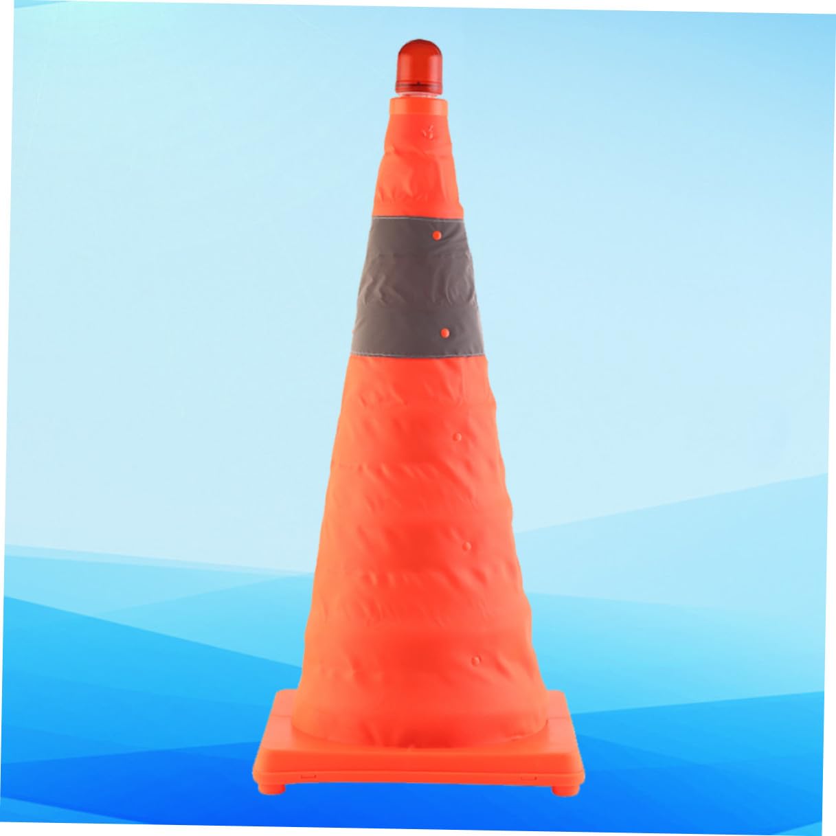 Sosoport Cône de Pliable avec LED Cône de Chantier Réfléchissant à Bandes Haute Visibilité Base Caoutchouc pour Sécurité Routière et Événements Sportifs Grand Modèle Orange