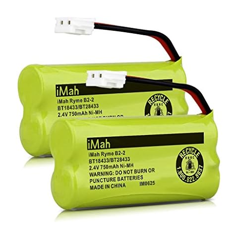 iMah BT18433/BT28433 2.4V 750mAh Ni-MH Battery Also Compatible with AT&T VTech Cordless Phone CS6229 BT184342 BT284342 BT183348 BT283348 BT8300 BT1011 BT1018 BT1022 BT1031 2SN-AAA55H-S-J1, 2-Pack Cover