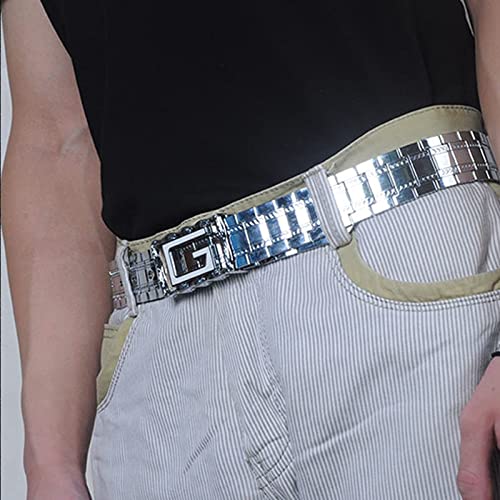 Metal Belt Men,Stainless Steel Belt Fashion Outdoor Jeans Mountaineering Punk Goth G Letter Belt Buckle3