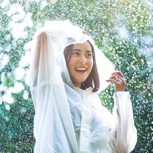 Hicarer 20 Pcs Rain Poncho for Adults Reusable Raincoats Emergency with Drawstring and Hood EVA Rain Jacket for Men Women2