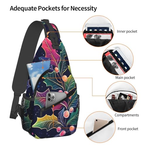 Bolso bandolera unisex con estampado de hojas coloridas miniatura 4