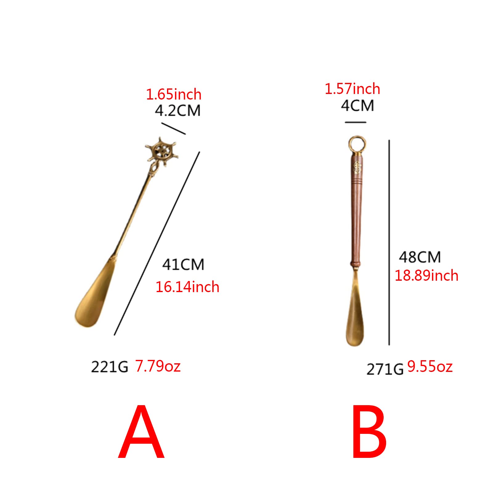 Łyżka do butów z długą rączką Metalowa łyżka do butów Bass Bardzo długie łyżki do butów dla mężczyzn, kobiet w podeszłym wieku, B (A)