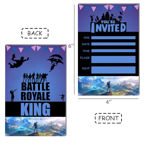 image for WKGDQSSS Gaming Theme Birthday Party Invitations 20-Pack with Envelope