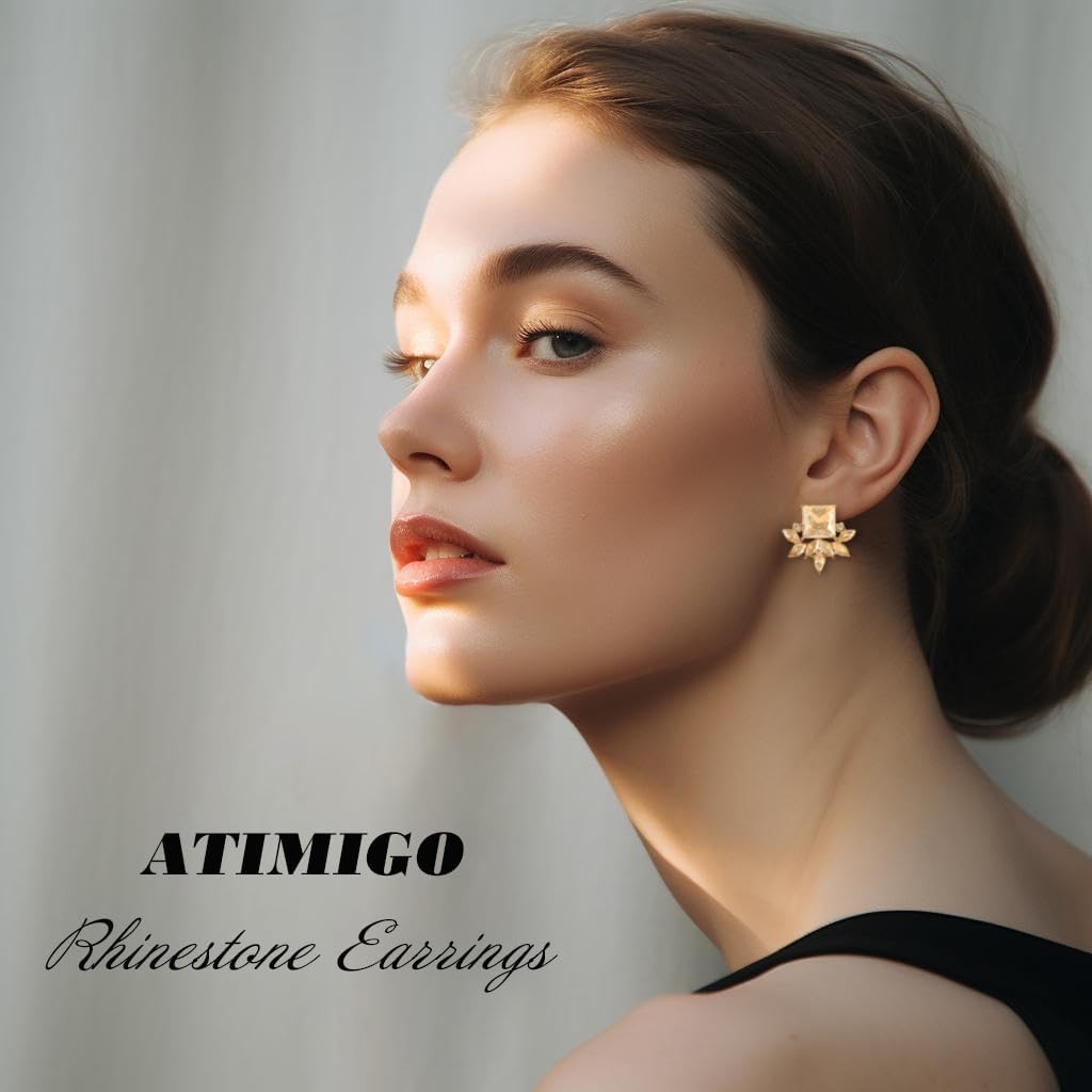 ATIMIGO Vintage Rhinestone Crystal Cluster Drop Earrings Art Deco Hypoallergenic Earrings for Women Wedding Bridal Prom Formal - Image 3
