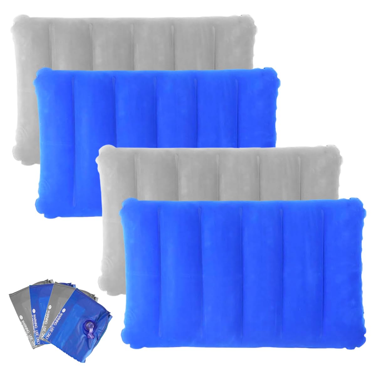 Almohada Hinchable Playa 30x47cm Inflable Ultraligera Impermeable Portátil Cojín (Gris, Azul)