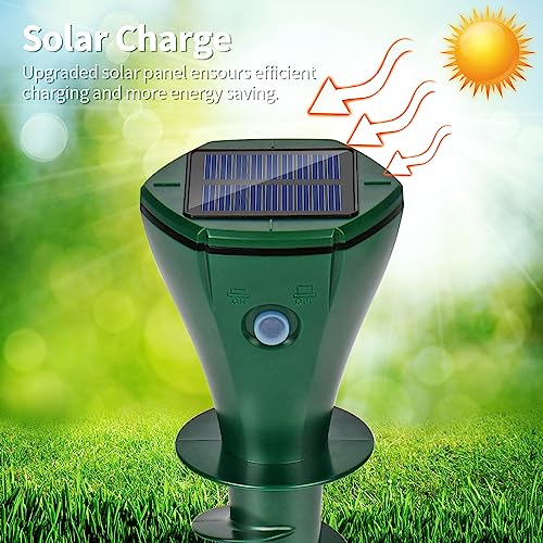 Glovios Maulwurf Vertreiber Solar Maulwurfschreck Ultraschall Maulwurfvertreiben Wühlmausschreck Wasserdicht IP65 Maulwurfbekämpfung für Garten Rasen