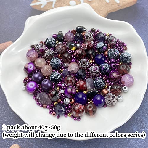 Assorted Glass Resin Beads Cracked Gravel Millet Beads Multi Size Colors Smooth Spacer Beads For Bracelets Necklace Earring Diy Jewelry Making Craft (Deep Purple Series) #TOP1