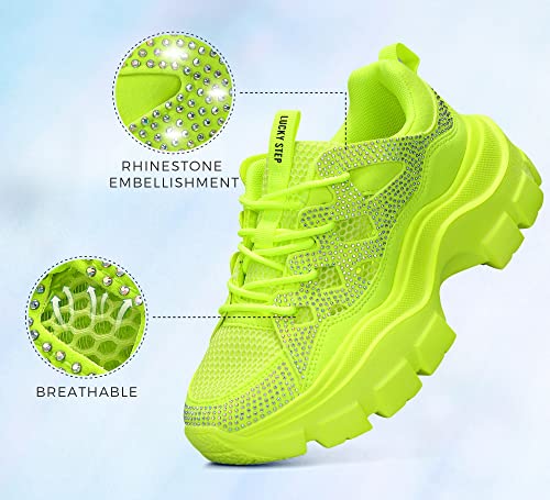 Image of LUCKY STEP Women Chunky Platform Dad Colorblock Casual Lace-Up Walking Sneakers
