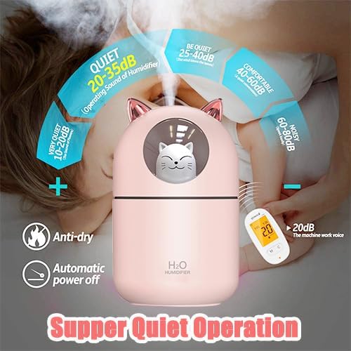 Miniatura 3 de Humidificador pequeño portátil, 10.1 fl oz, mini humidificador de niebla fría con luz nocturna, humidificador personal USB apagado automático, ultra