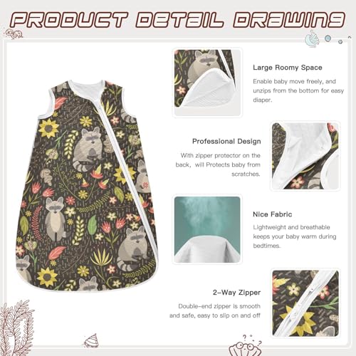 Image of vvfelixl Bright Funny Dinosaurs Baby Sleeping Bag Sleep Sack,Baby Wearable Blanket Sleep Suit for 0-6 Months