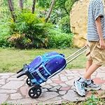 Folding Backpack Trolley with Large Solid Tank Wheels, Aluminum Alloy Luggage Cart with Edge Guard Base, Universal Hand Truck for Backpacks, Lunch Backpack,Golf Bag, Teenagers, Adults, School, Travel