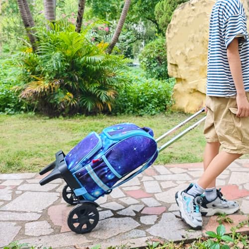 Folding Backpack Trolley with Large Solid Tank Wheels, Aluminum Alloy Luggage Cart with Edge Guard Base, Universal Hand Truck for Backpacks, Lunch Backpack,Golf Bag, Teenagers, Adults, School, Travel2