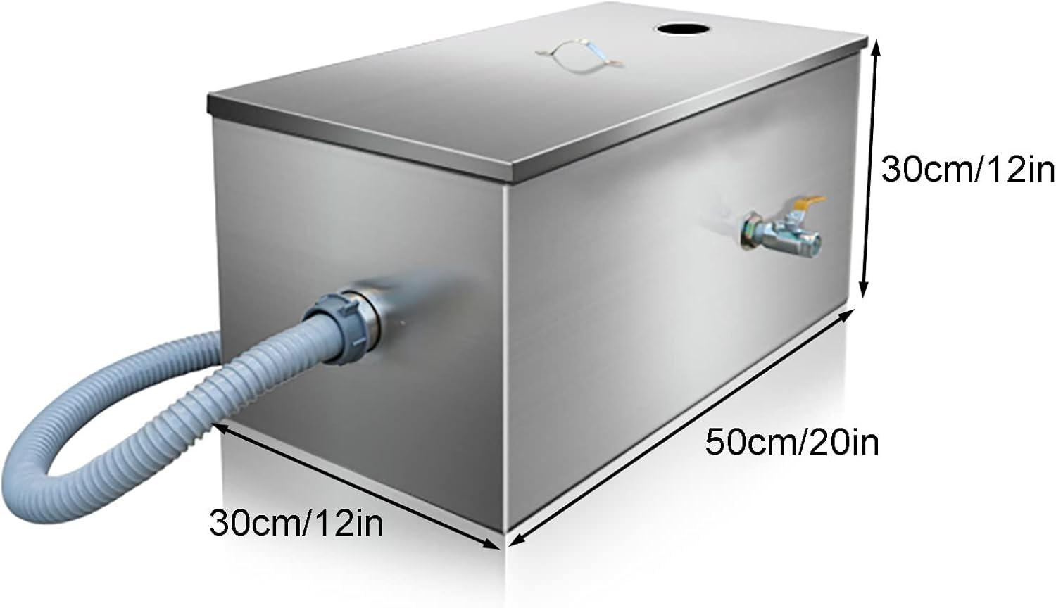 Separador comercial de agua y aceite para debajo del fregadero con trampa de grasa, trampa de residuos de fregadero de cocina de acero inoxidable, fácil de instalar y mantener (tamaño: 1 entrada de