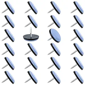24 Pack Nail On Chair Glides, 1 inch Furniture Sliders, Round Chair Leg Glides Protecor for Hardwood Floor, Carpet, Dinning Wooden Furniture, Heavy Duty PTFE (Teflon) Leg Moving Pads in Dia 1 inch