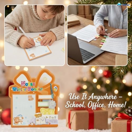 Image of FunBlast Christmas Sticky Notes - Cute Merry Christmas Memo Pad, Kawaii Sticky Note for Kids & Girls, Self Adhesive Notes and Bookmark, Stationery Gift for School, Office & Personal Use (Orange)