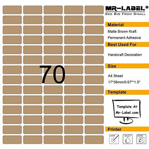Mr-Label Special Small Size Blank Kraft Labels –Self Adhesive Stickers for Oil Bottle |Hand Craft| Finishing Touch (Size:38x17mm) (10 sheets/700 Labels)
