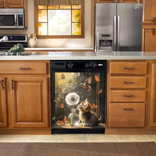 Image of BVBOX Dishwasher Magnet Cover 23 inchx26 inch, Reusable Magnetic Refrigerator Covers, Decorative Magnets Cover Fridge Door Skin Panel Stickers for Home Kitchen Appliance