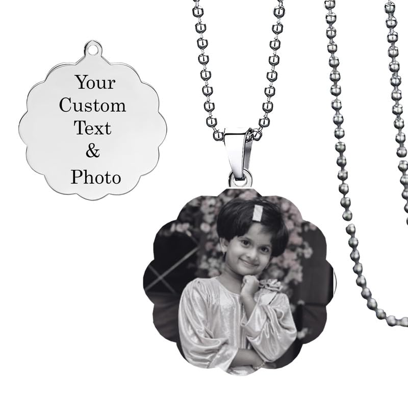 M Men Style Custom Photo Flower Shape Necklace Personalized Memorial Necklace With Picture for Men & Women Customized Stainless Steel Jewelry Gift (B0CQLVQ42P) Amazon Price History, Amazon Price Tracker