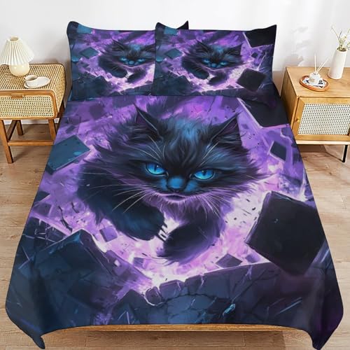 Funda nórdica de gato 135x200 con 2 fundas de almohada infantiles 2