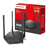Mercusys TP-Link MR1500X AX1500 Router WiFi 6 Dual-Band, Porta Gigabit, 4 Antenne Ad Alto Guadagno, Parental Control, Rete Ospiti, OFDMA, MU-MIMO, VPN,non supporta xDSL
