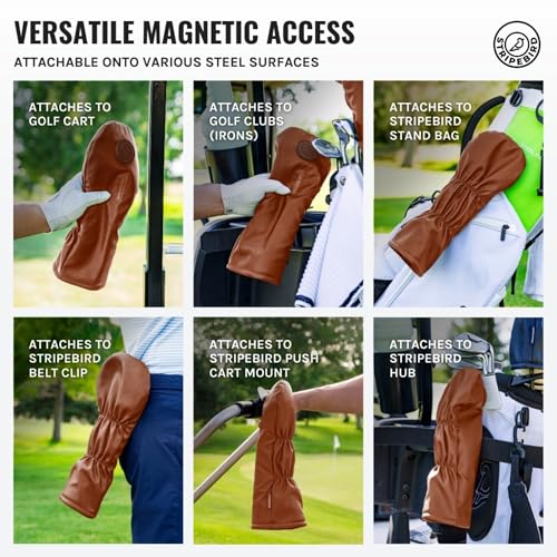 Stripebird Magnetic Golf Driver Head Cover - Ultra-Strength Neodymium, Magnetically Attached - Durable Golf Club Headcover - Lightweight Modern Design - Versatile Fit for All Major Brands - Brown - image 3